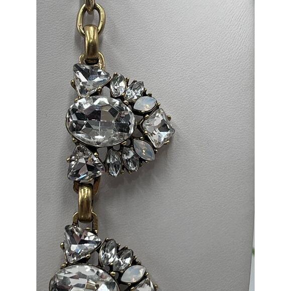 J. Crew Art Deco Rhinestone Clear, AB and Opal Colored Statement Necklace - Picture 4 of 16